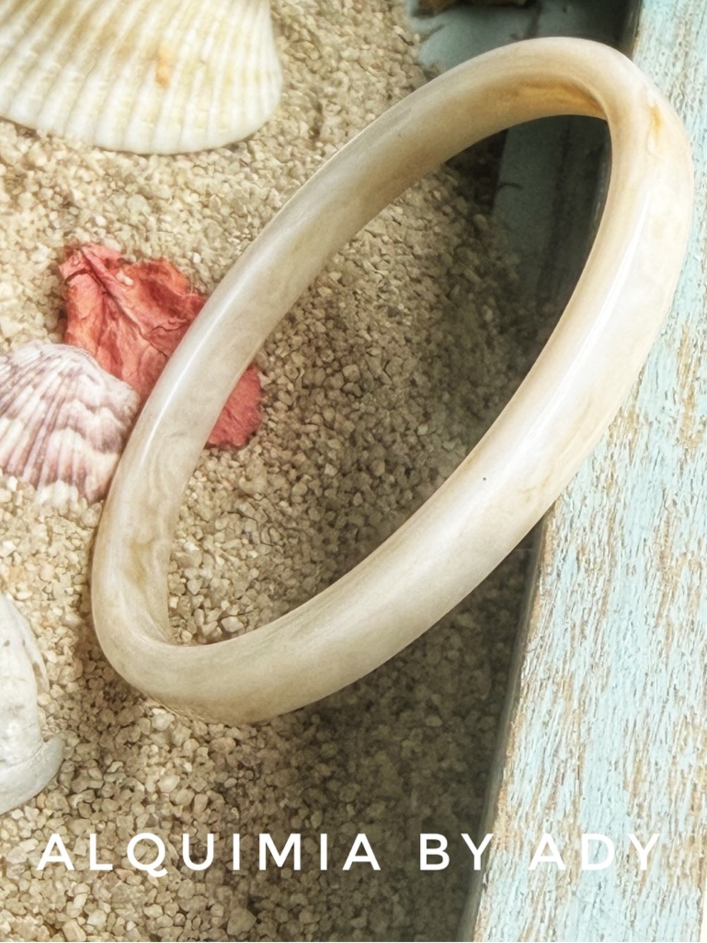 Alquimia Cream Marbled Resin Bangle Bracelet